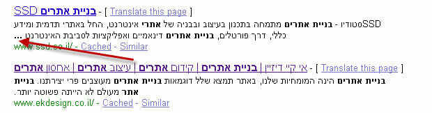 תיאור מטה בתוצאות החיפוש